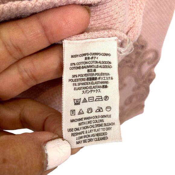 Free People Pink Synergy Cuff Thermal Sweatshirt Laced Details Cuffs Medium M - Picture 9 of 12